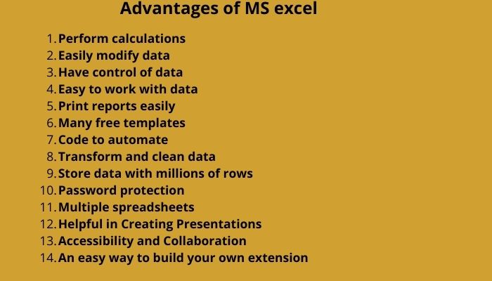 Advantages of MS excel