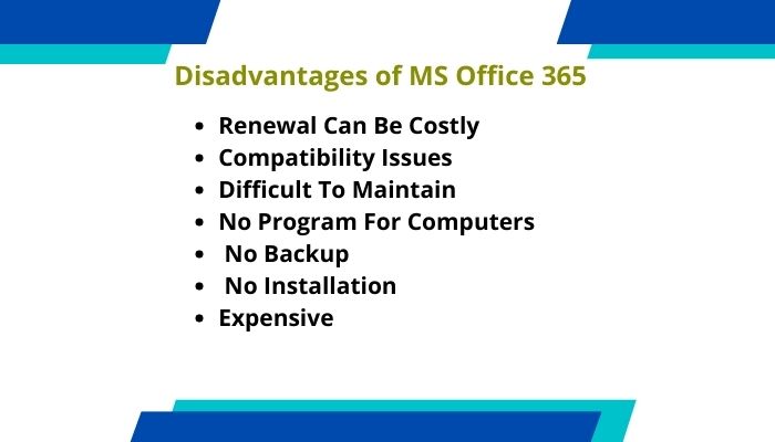 Disdvantages of MS Office 365