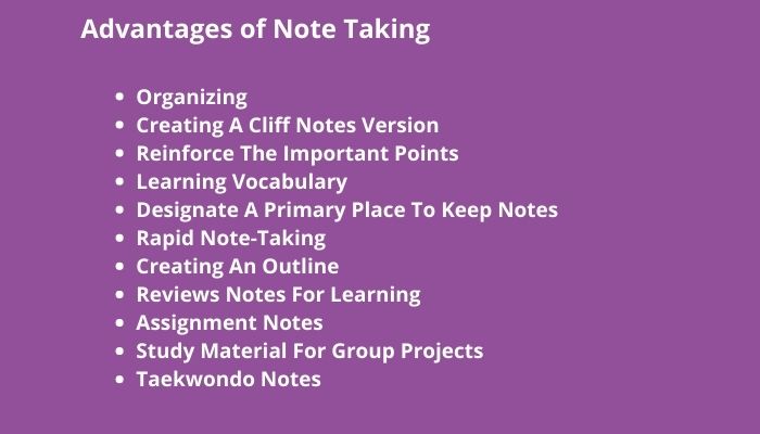 advantages of note taking