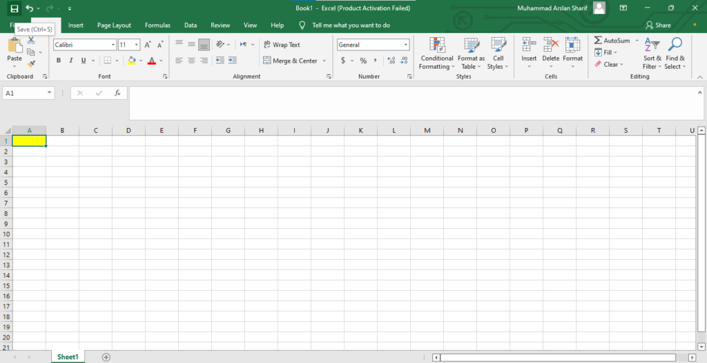 the window of ms excel
How to save a file in ms excel