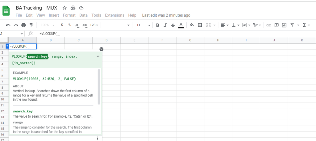 how to use vlookup in google sheets
